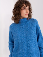 Modrý oversized svetr s kabely