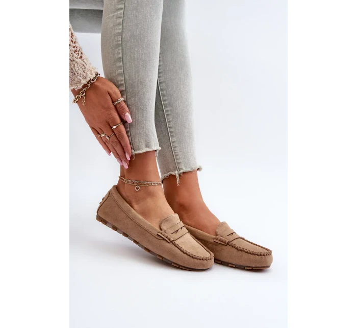 Klasické dámské semišové mokasíny tmavě béžové Glimris Klasické dámské semišové mokasíny tmavě béžové Glimris