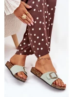 Dámské pantofle s přezkou na korkové platformě – mentolové Zavira Dámské pantofle s přezkou na korkové platformě – mentolové Zavira