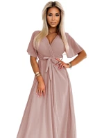 Dlouhé šaty se výstřihem a vázáním model 22316503 - numoco basic