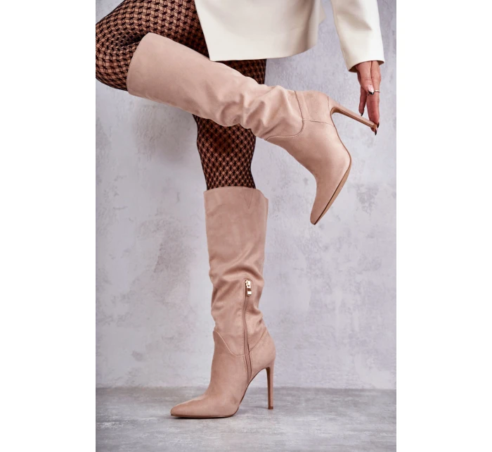 Klasické Semišové černé Boty Na Béžový model 21595587 - Boto