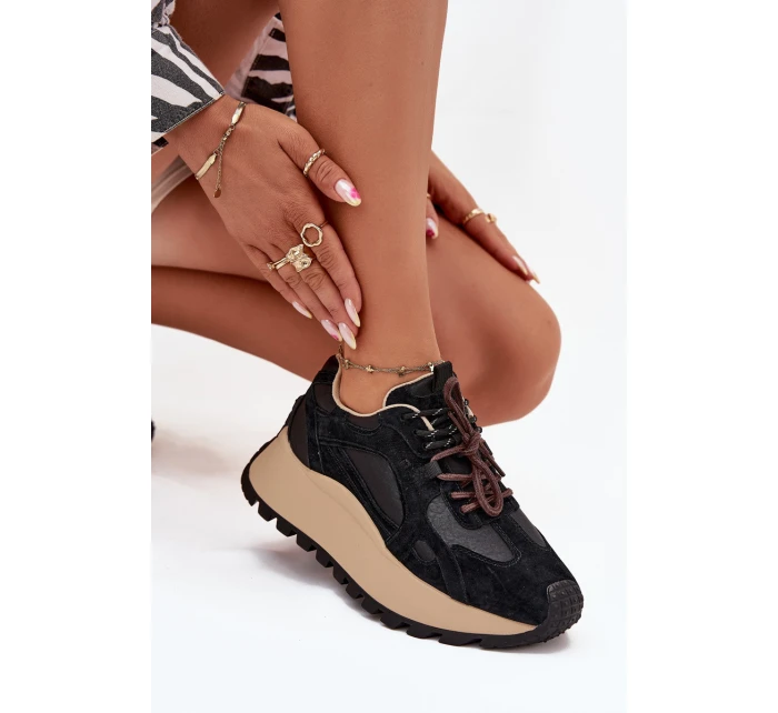 Kožené Sneakersy Na Platformě Dámské Big Star model 21705730 HIPOLY SYSTEM Černé - Big Star Shoes Kožené Sneakersy Na Platformě Dámské Big Star model 21705730 HIPOLY SYSTEM Černé - Big Star Shoes