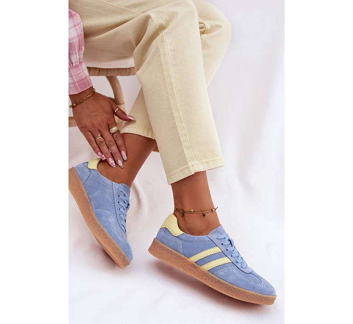 Kožené semišové dámské tenisky model 22101256 Modré - S.Barski Kožené semišové dámské tenisky model 22101256 Modré - S.Barski