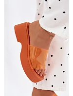 Dámské sandály na platformě s průhledným páskem Oranžové Selestia