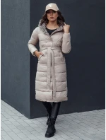 Dámský prošívaný zimní kabát s kapucí GRACE béžový FashionStreet TY4518
