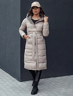 Dámský prošívaný zimní kabát s kapucí GRACE béžový FashionStreet TY4518