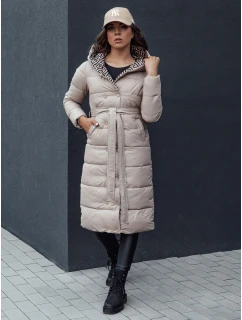 Dámský prošívaný zimní kabát s kapucí GRACE béžový FashionStreet TY4518