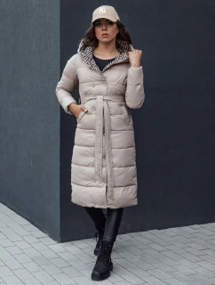 Dámský prošívaný zimní kabát s kapucí GRACE béžový FashionStreet TY4518