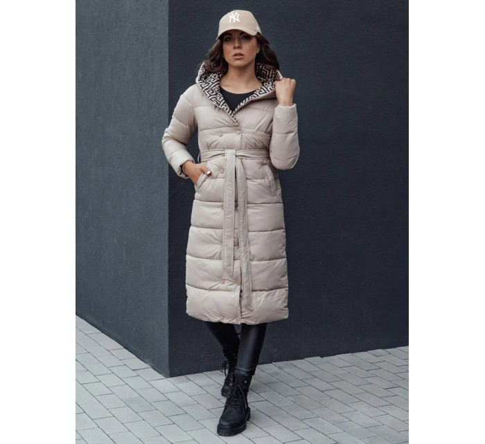 Dámský prošívaný zimní kabát s kapucí GRACE béžový FashionStreet TY4518