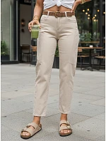 Dámské džíny mom fit s páskem béžové FashionStreet UY3055