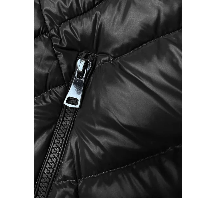 Černá prošívaná dámská zimní bunda (V776G) Černá prošívaná dámská zimní bunda (V776G)