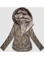 Béžová lehká dámská plus size bunda s kapucí S'West (B8558-12) Béžová lehká dámská plus size bunda s kapucí S'West (B8558-12)