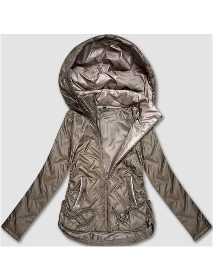 Béžová lehká dámská plus size bunda s kapucí S'West (B8558-12) Béžová lehká dámská plus size bunda s kapucí S'West (B8558-12)