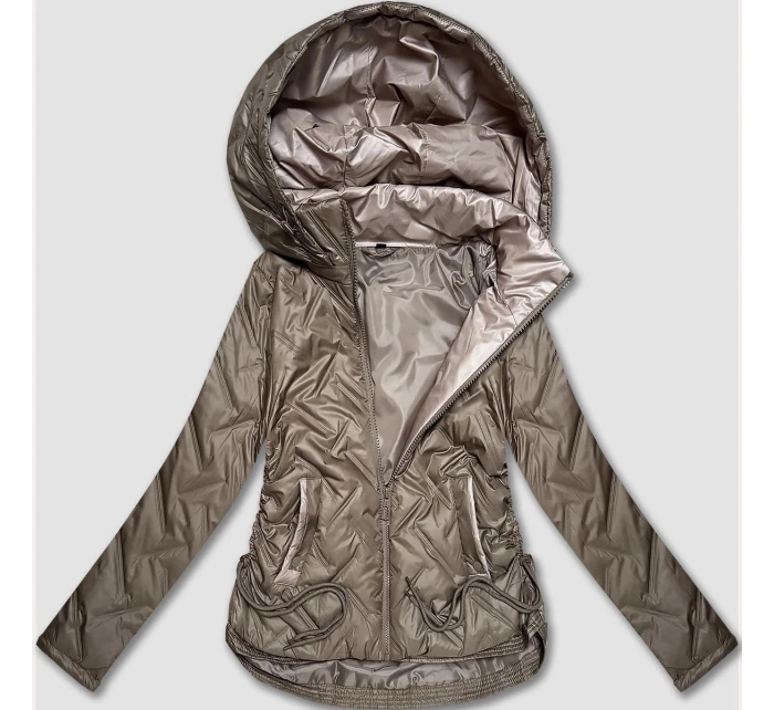 Béžová lehká dámská plus size bunda s kapucí S'West (B8558-12) Béžová lehká dámská plus size bunda s kapucí S'West (B8558-12)