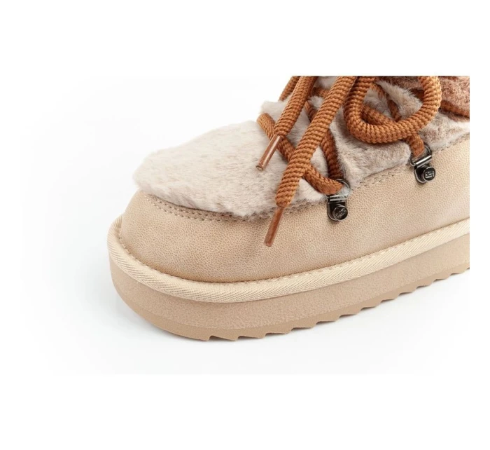 D.Franklin sněhule dámské zimní módní kožešinové zateplené hnědé béžové vysoké dámské