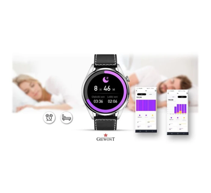 Chytré hodinky GIEWONT Vertex SmartCall GW450-5 Silver/Carbon Leather