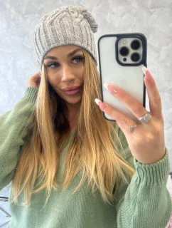 Fleecová čepice Paulina model 18750175 světle šedá - K-Fashion