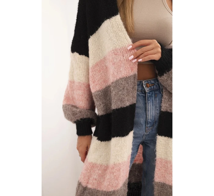 Dámský kardigan s vlnou v  černý model 21264652 - K-Fashion