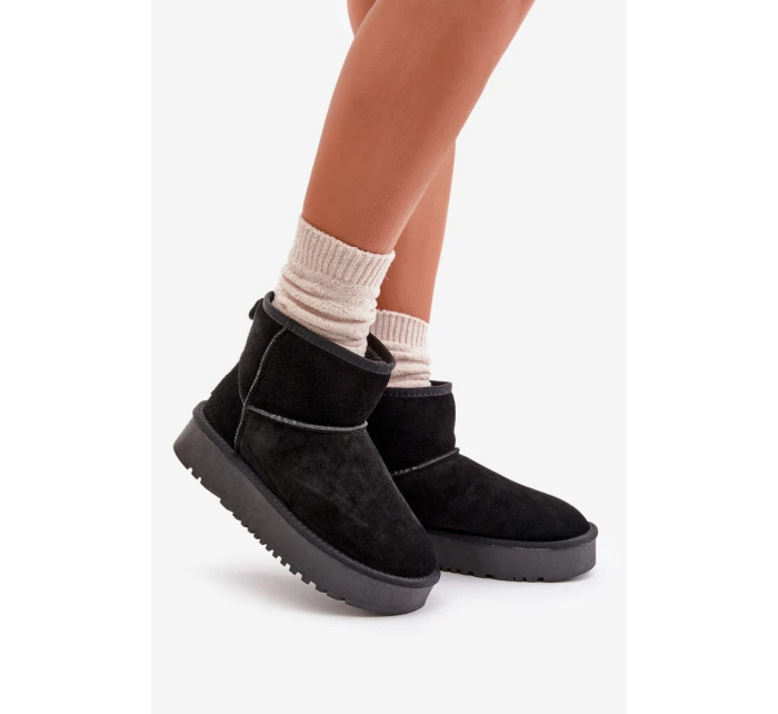 Dámské semišové zimní boty na platformě nad kotníky černé Rianaella
