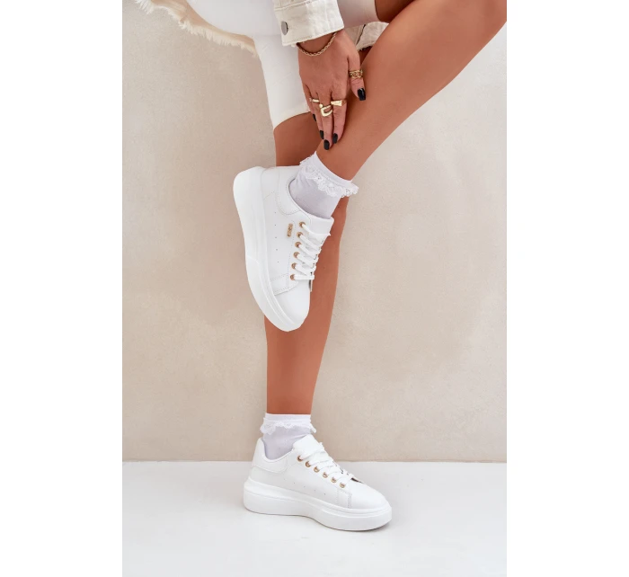 Dámské Tenisky Na Platformě Eko Kůže Bílé Lelandine