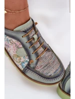 Kožené dámské polobotky s vzorem model 21692637 zelené - Maciejka Kožené dámské polobotky s vzorem model 21692637 zelené - Maciejka