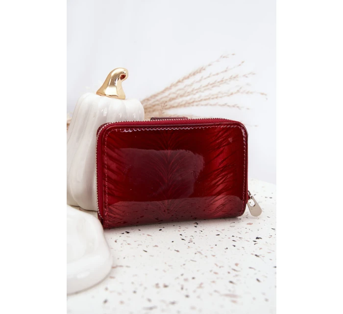Lakovaný dámský peněženka s malými červenými detaily Luretta