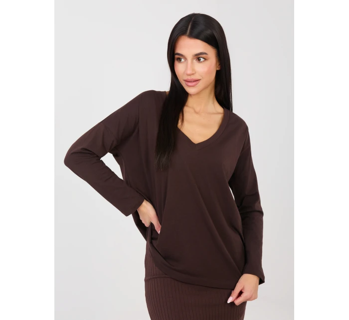 Bluzka RV BZ model 21888872 ciemny brązowy - FPrice Bluzka RV BZ model 21888872 ciemny brązowy - FPrice