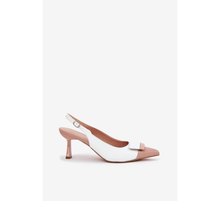 Elegantní Lodičky S Dekorací Eko Kůže Bílé model 21688683 - Boto