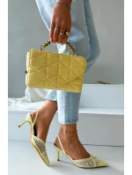 Sandály z pleteniny na podpatku žluté model 21919230 - Boto