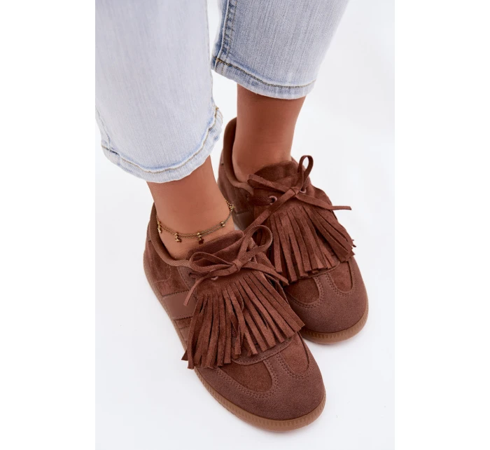 Dámské tenisky s třásněmi Hnědé model 21937698 - Boto Dámské tenisky s třásněmi Hnědé model 21937698 - Boto