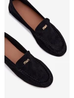 Dámské mokasíny s malým zlatým detailem – černé Sarivelle