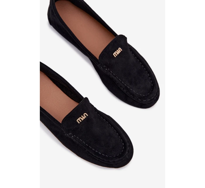 Dámské mokasíny s malým zlatým detailem – černé Sarivelle