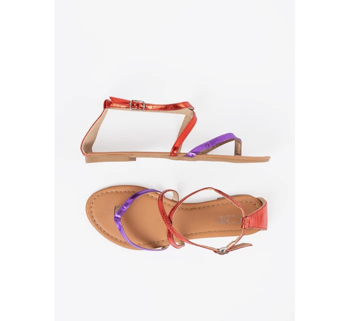 Komfortní fialové  sandály dámské bez podpatku