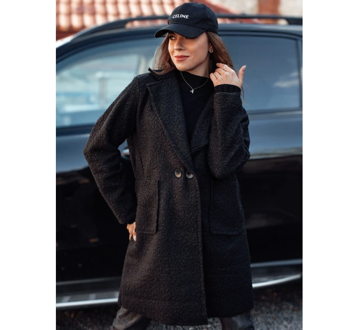 Dámský oversize dlouhý kabát BARALITE z jehněčí kůže černý FashionStreet NY0709