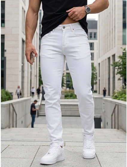 Jeansy męskie slim fit ecru model 22214353 - FashionStreet Jeansy męskie slim fit ecru model 22214353 - FashionStreet