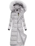 Šedá dlouhá dámská zimní bunda s kapucí model 21242127 - Libland