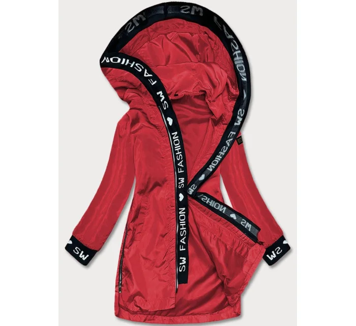 Tenká červená dámská bunda s ozdobnou lemovkou model 18038040 - S'WEST Tenká červená dámská bunda s ozdobnou lemovkou model 18038040 - S'WEST