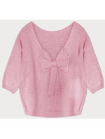 Volný svetr v bledě růžové barvě s mašlí na zádech (759ART)