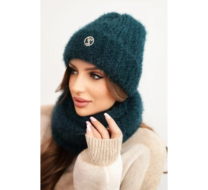 Dámská souprava čepice a šály zimní s ozdobným mořská model 21461098 - K-Fashion