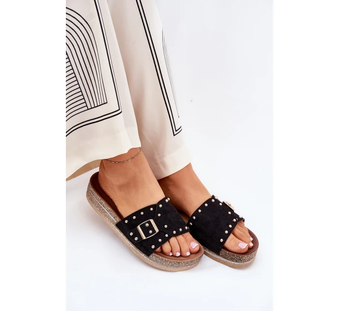 Dámské Pantofle Na Platformě S Přezkou A Černé model 21689950 - Boto