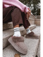 Dámské sněhule na platformě s kožešinou a výšivkou tmavě béžové Querina Dámské sněhule na platformě s kožešinou a výšivkou tmavě béžové Querina