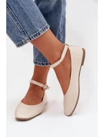 Dámské baleríny s páskem a sponou béžové model 21747629 - Boto