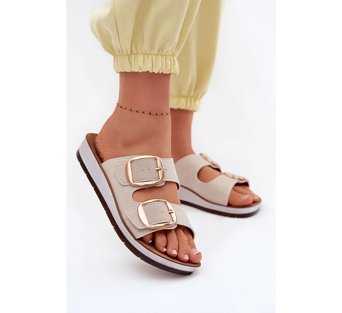 Dámské pantofle se zlatými sponami Inblu CP000061 Béžové