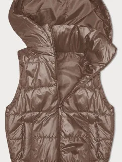 Tmavě béžová péřová vesta s odepínací kapucí model 19640115 - S'WEST