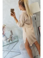 Šaty s kapucí a delšími zády béžové Šaty s kapucí a delšími zády béžové