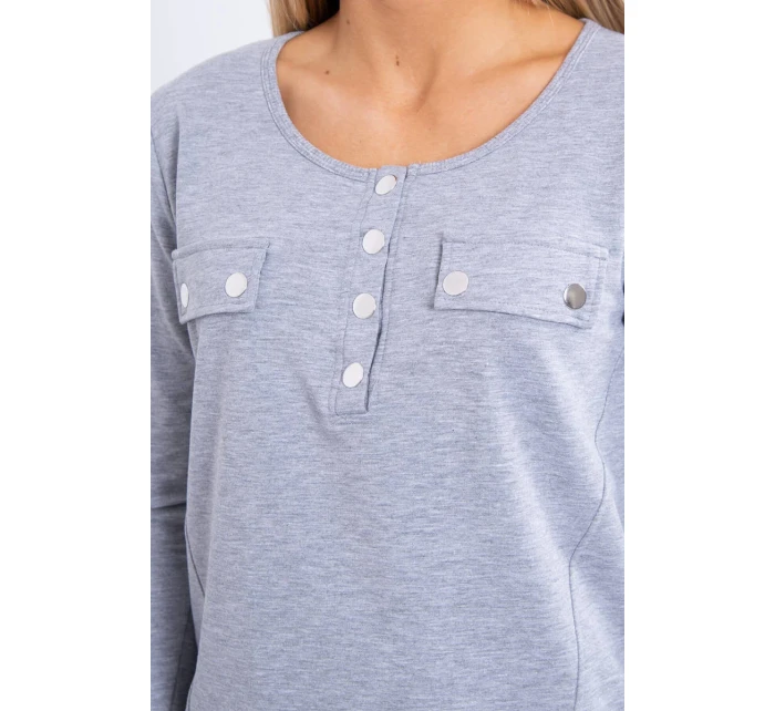 Sada s knoflíkovým výstřihem šedé barvy