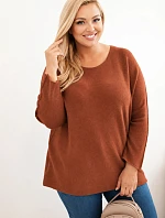 Dámský svetr plus size s lodičkovým výstřihem ruda