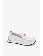 Dámské Mokasyny Z Přírodní Kůže Bílé Demela