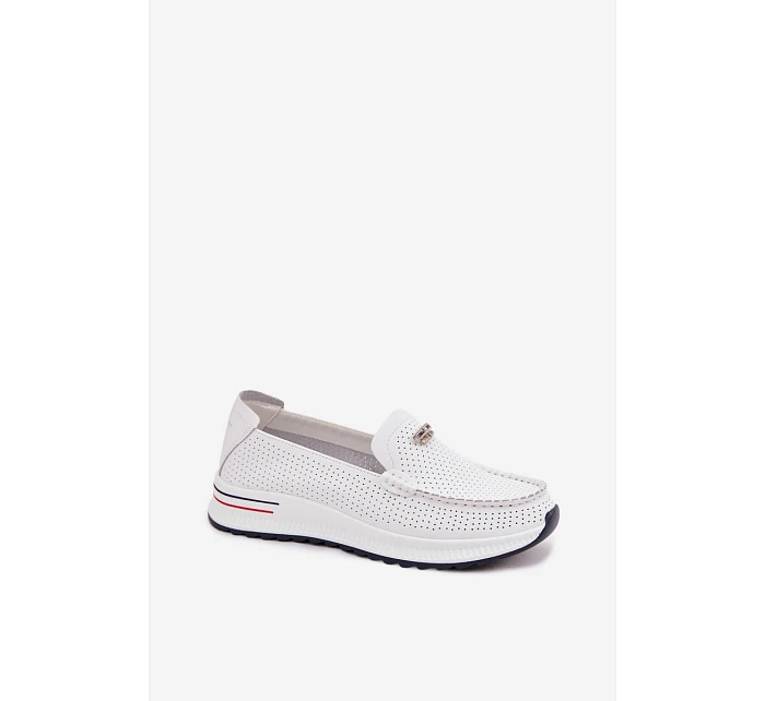 Dámské Mokasyny Z Přírodní Kůže Bílé Demela