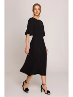 model 20966254 Šaty s puff rukávy černé - STYLOVE model 20966254 Šaty s puff rukávy černé - STYLOVE